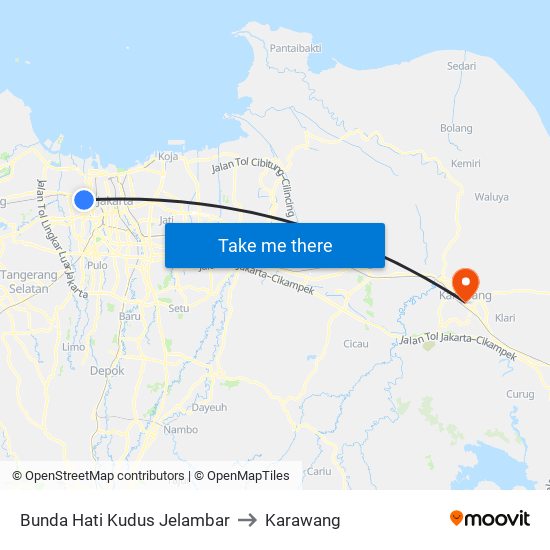 Bunda Hati Kudus Jelambar to Karawang map