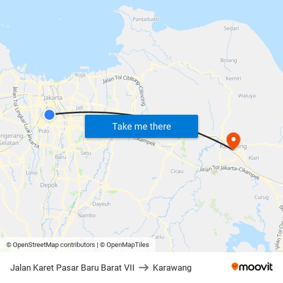 Jalan Karet Pasar Baru Barat VII to Karawang map