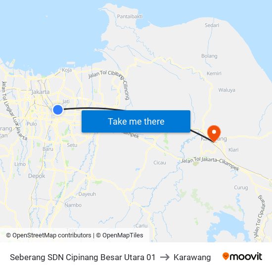 Seberang SDN Cipinang Besar Utara 01 to Karawang map