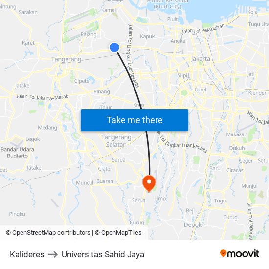Kalideres to Universitas Sahid Jaya map