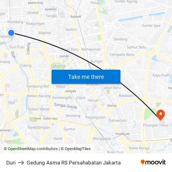 Duri to Gedung Asma RS Persahabatan Jakarta map