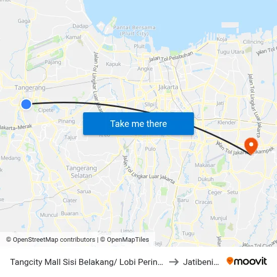 Tangcity Mall Sisi Belakang/ Lobi Perintis to Jatibening map