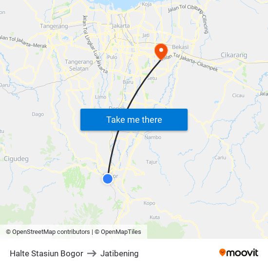 Halte Stasiun Bogor to Jatibening map