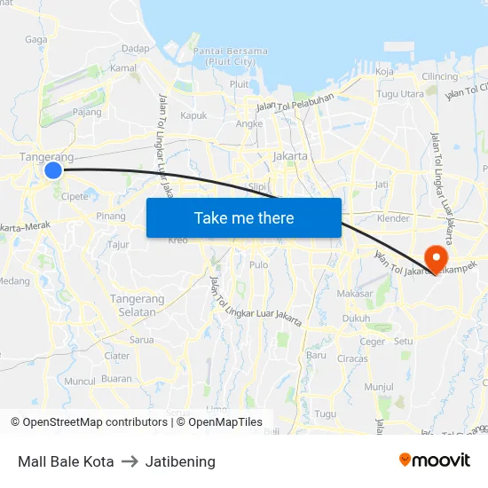 Mall Bale Kota to Jatibening map