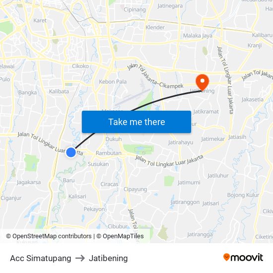 Acc Simatupang to Jatibening map