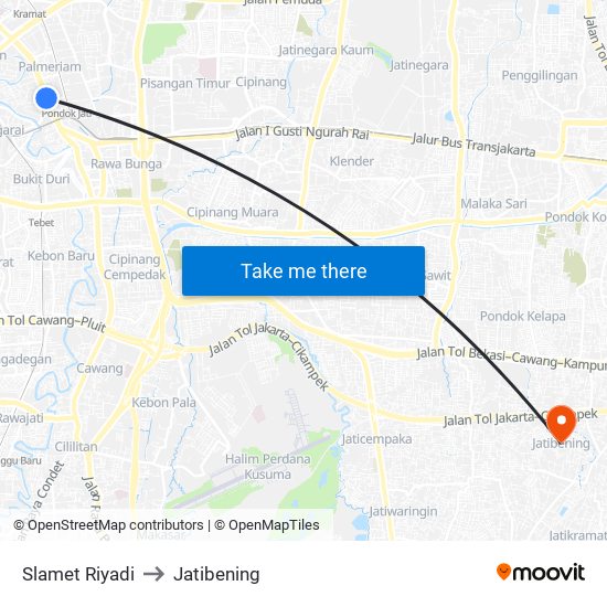 Slamet Riyadi to Jatibening map