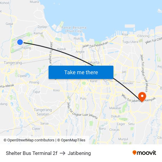 Shelter Bus Terminal 2f to Jatibening map