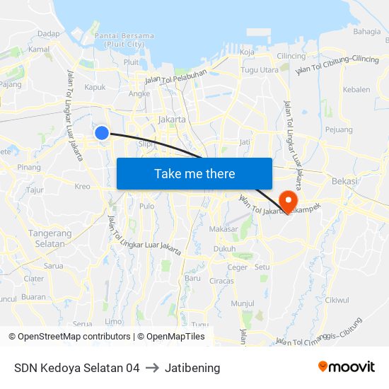 SDN Kedoya Selatan 04 to Jatibening map