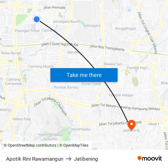 Apotik Rini Rawamangun to Jatibening map