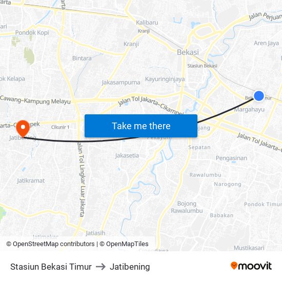 Stasiun Bekasi Timur to Jatibening map