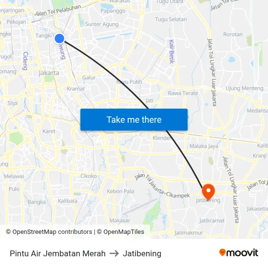 Pintu Air Jembatan Merah to Jatibening map