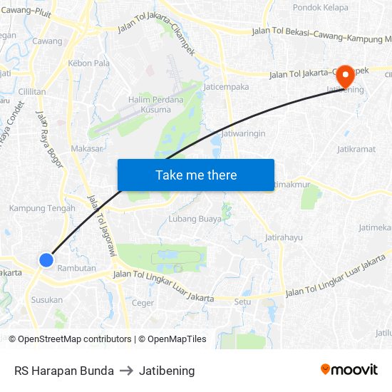 RS Harapan Bunda to Jatibening map