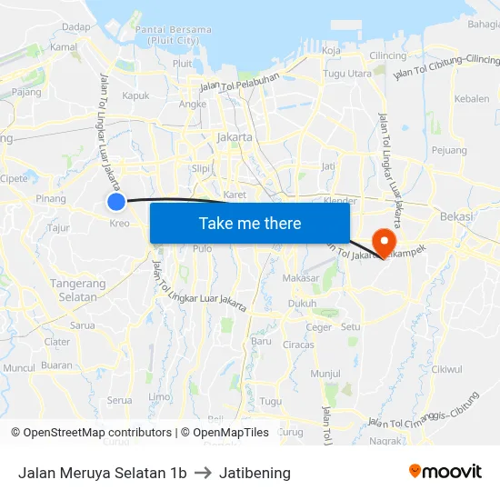Jalan Meruya Selatan 1b to Jatibening map