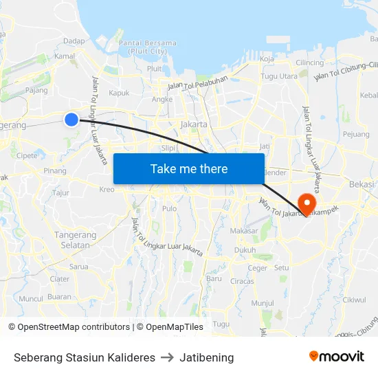 Seberang Stasiun Kalideres to Jatibening map