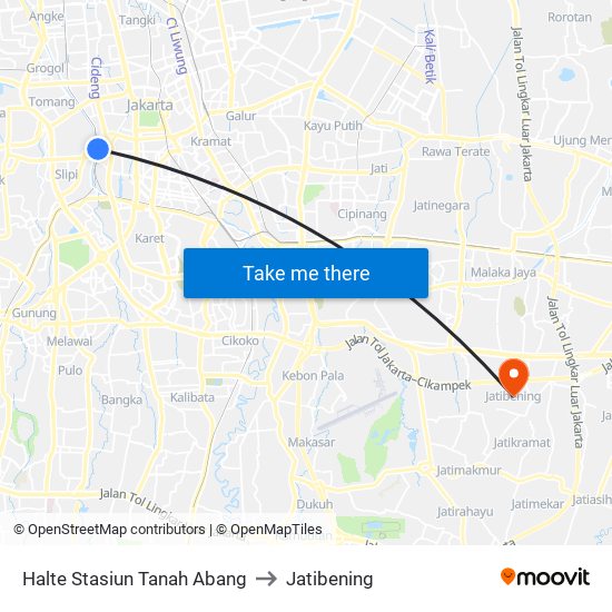 Halte Stasiun Tanah Abang to Jatibening map