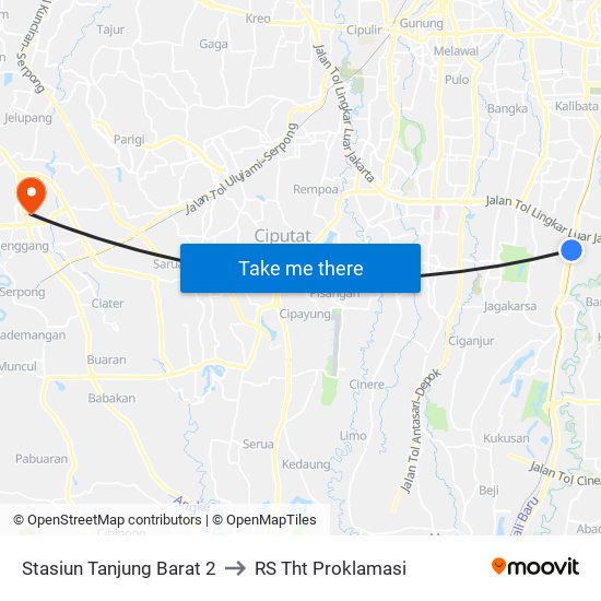 Stasiun Tanjung Barat 2 to RS Tht Proklamasi map
