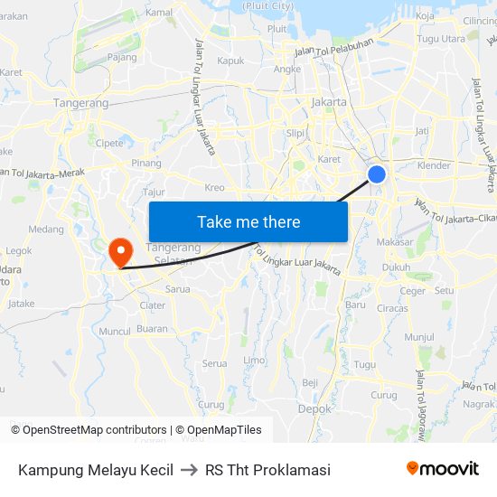 Kampung Melayu Kecil to RS Tht Proklamasi map