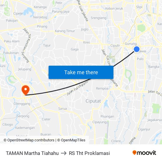 TAMAN Martha Tiahahu to RS Tht Proklamasi map