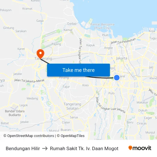 Bendungan Hilir to Rumah Sakit Tk. Iv. Daan Mogot map