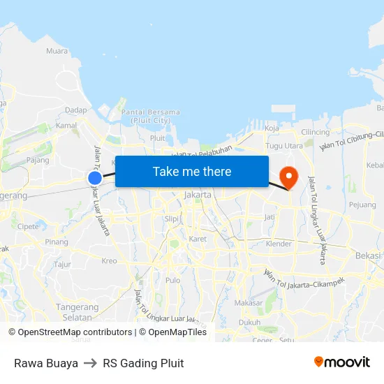 Rawa Buaya to RS Gading Pluit map
