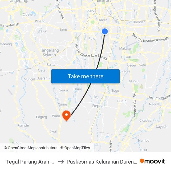 Tegal Parang Arah Timur to Puskesmas Kelurahan Duren Seribu map