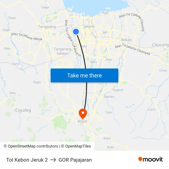 Tol Kebon Jeruk 2 to GOR Pajajaran map