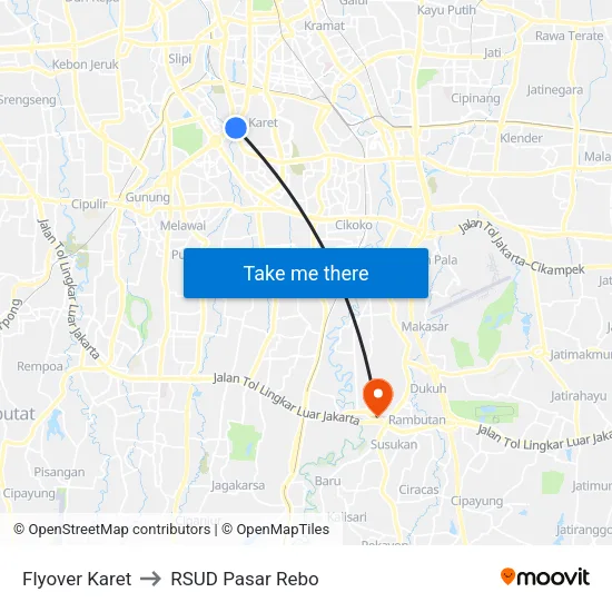 Flyover Karet to RSUD Pasar Rebo map