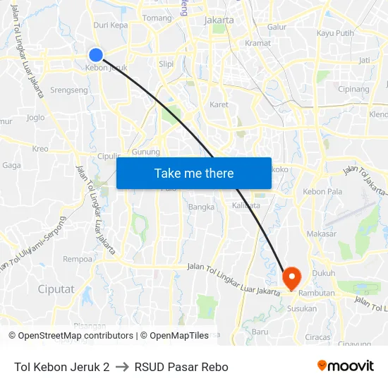 Tol Kebon Jeruk 2 to RSUD Pasar Rebo map