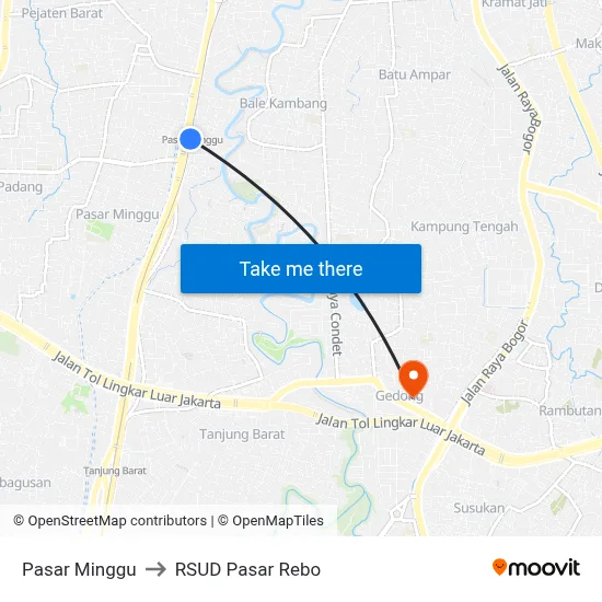 Pasar Minggu to RSUD Pasar Rebo map