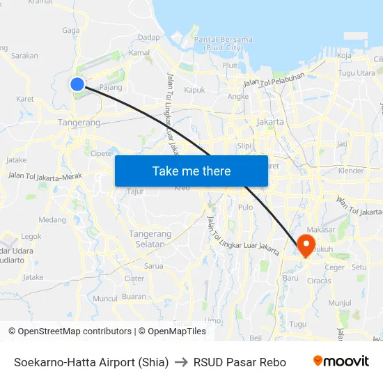 Soekarno-Hatta Airport (Shia) to RSUD Pasar Rebo map