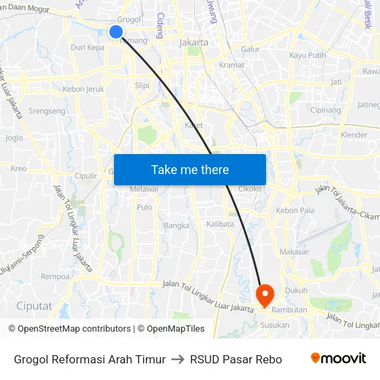 Grogol Reformasi Arah Timur to RSUD Pasar Rebo map