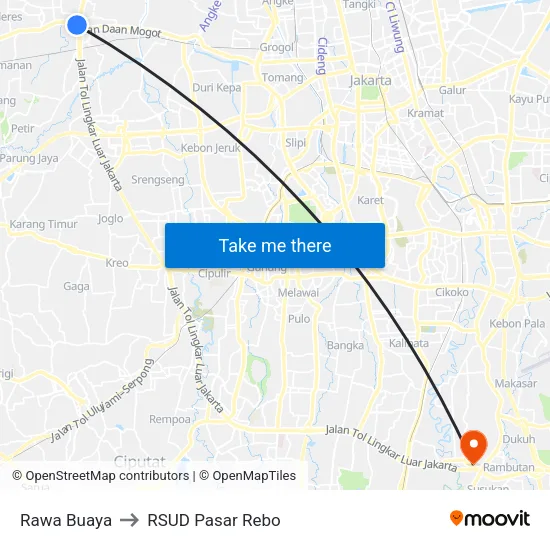 Rawa Buaya to RSUD Pasar Rebo map