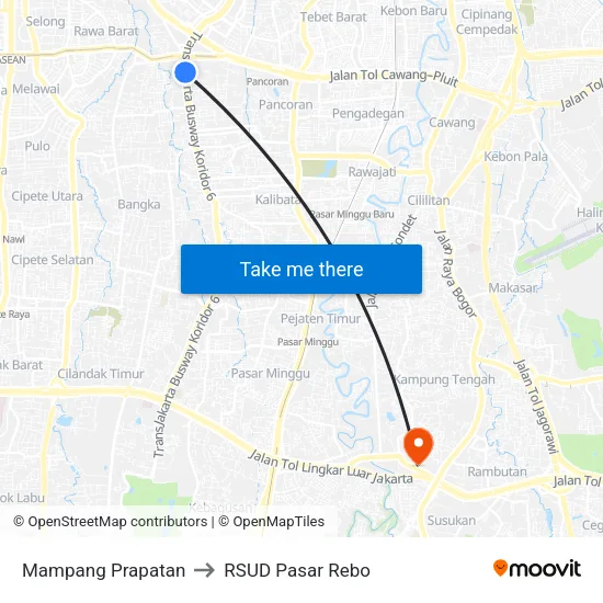 Mampang Prapatan to RSUD Pasar Rebo map