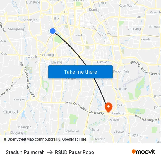 Stasiun Palmerah to RSUD Pasar Rebo map