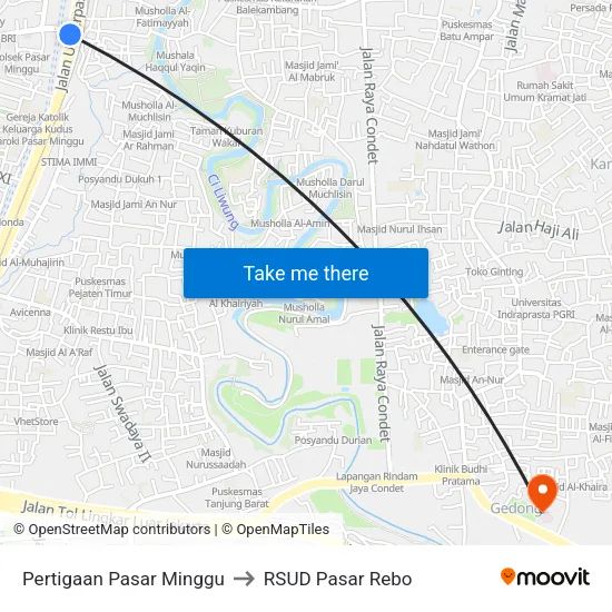 Pertigaan Pasar Minggu to RSUD Pasar Rebo map