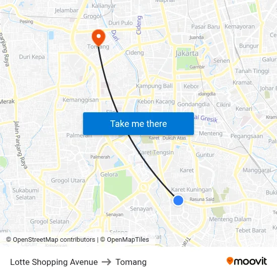 Lotte Shopping Avenue to Tomang map
