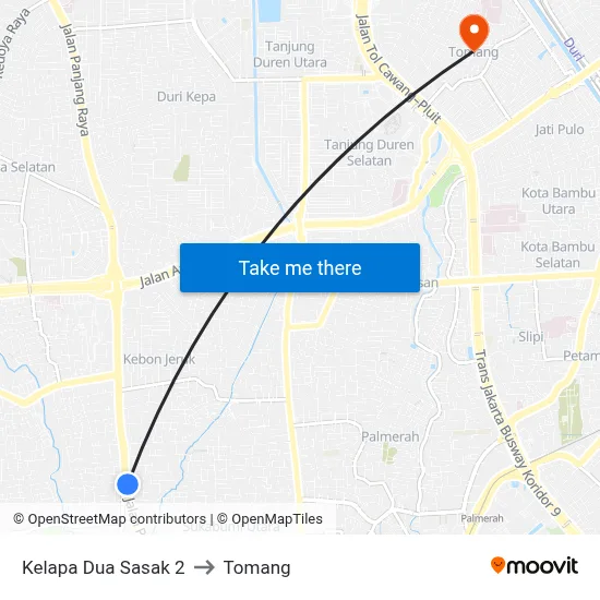 Kelapa Dua Sasak 2 to Tomang map