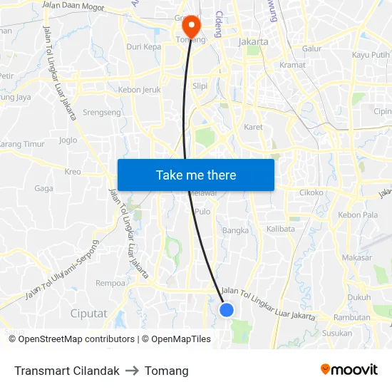 Transmart Cilandak to Tomang map