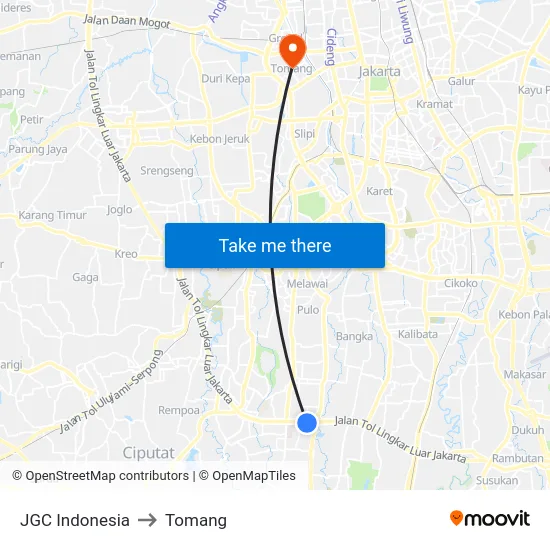 JGC Indonesia to Tomang map