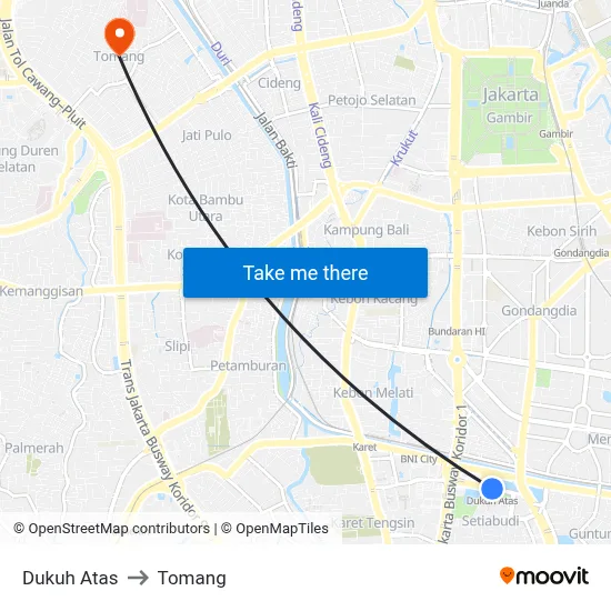 Dukuh Atas to Tomang map
