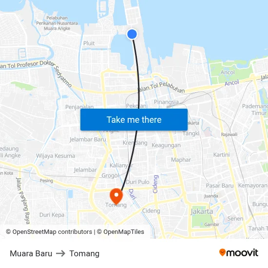 Muara Baru to Tomang map