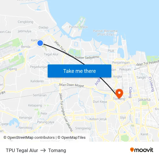 TPU Tegal Alur to Tomang map