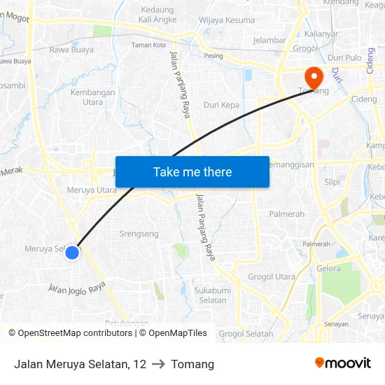 Jalan Meruya Selatan, 12 to Tomang map