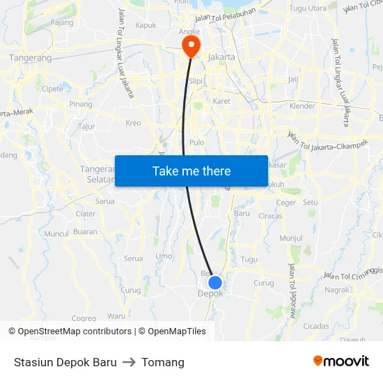 Stasiun Depok Baru to Tomang map