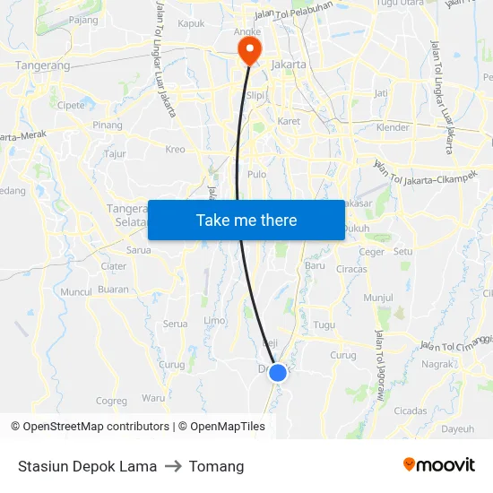 Stasiun Depok Lama to Tomang map