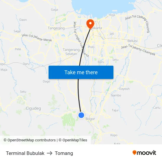 Terminal Bubulak to Tomang map