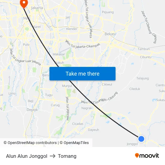 Alun Alun Jonggol to Tomang map