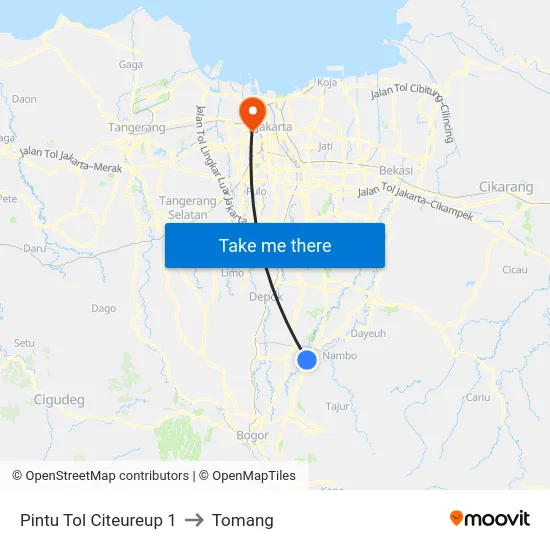 Pintu Tol Citeureup 1 to Tomang map