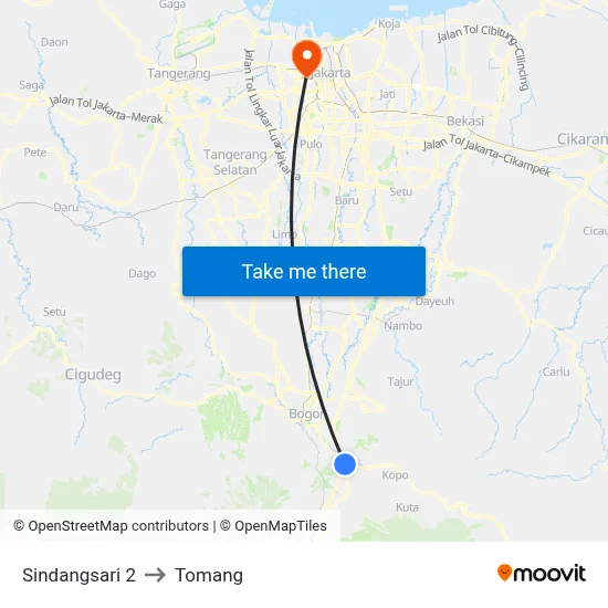 Sindangsari 2 to Tomang map