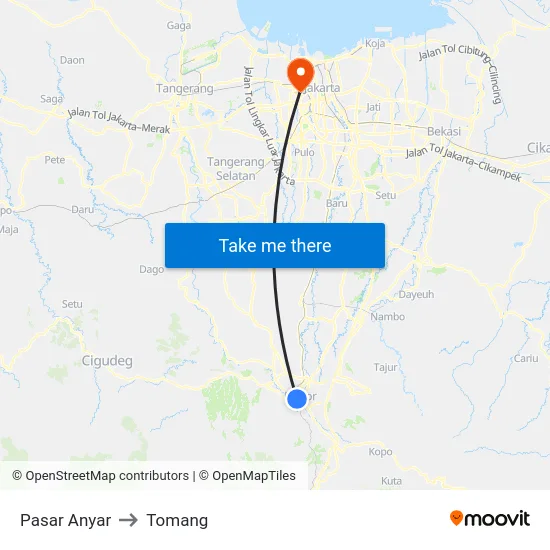 Pasar Anyar to Tomang map